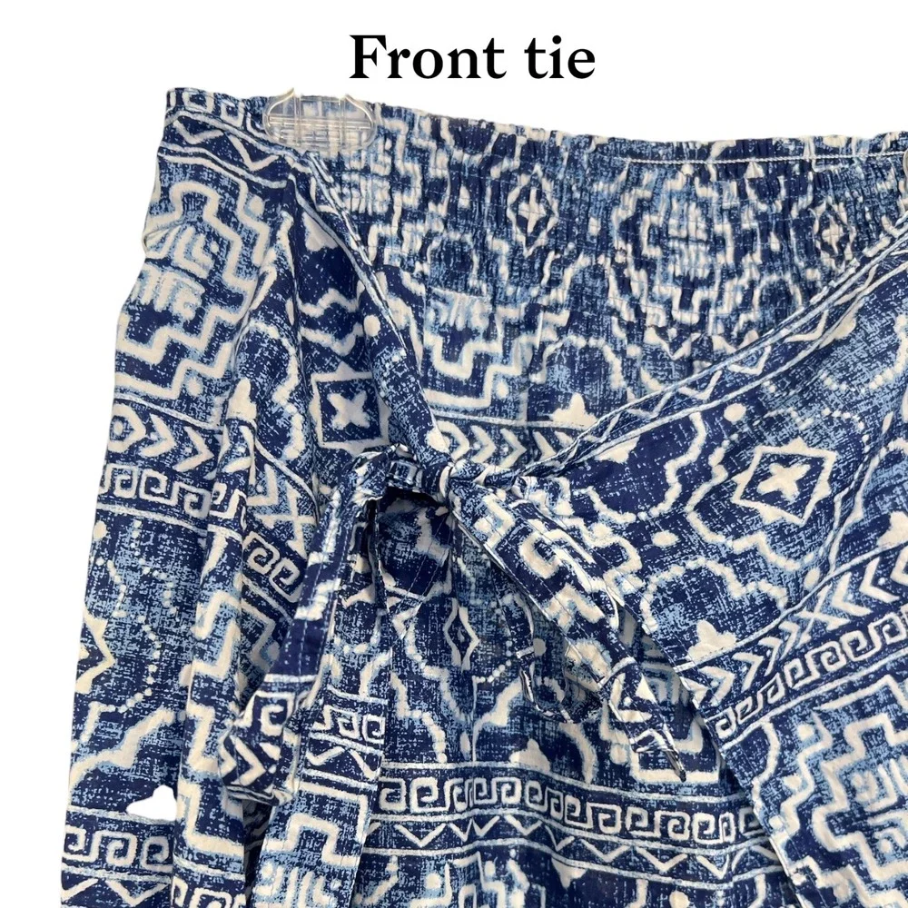 J. McLaughlin Sarong Overlay Palazzo Pants XL‎ Flowy Coastal Resort Boho Luxe